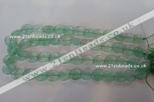 CFL864 15.5 inches 15mm flat round green fluorite gemstone beads