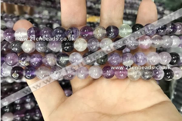 CFL912 15.5 inches 8mm round purple fluorite beads wholesale