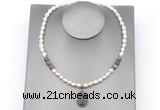 CFN159 baroque white freshwater pearl & labradorite necklace with pendant