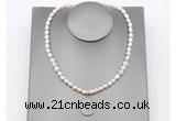 CFN161 baroque white freshwater pearl & white moonstone necklace with pendant