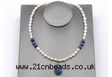 CFN165 baroque white freshwater pearl & dumortierite necklace with pendant