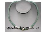 CFN202 4*6mm faceted rondelle green aventurine & potato white freshwater pearl necklace