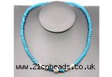 CFN203 4*6mm faceted rondelle turquoise & potato white freshwater pearl necklace