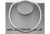 CFN21 7mm - 8mm potato white freshwater pearl necklace, 16 - 54 inches