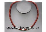 CFN212 4*6mm faceted rondelle red jasper & potato white freshwater pearl necklace