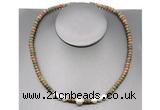 CFN215 4*6mm faceted rondelle unakite & potato white freshwater pearl necklace