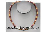 CFN217 4*6mm faceted rondelle mookaite & potato white freshwater pearl necklace