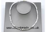 CFN227 4*6mm faceted rondelle white howlite & potato white freshwater pearl necklace