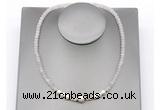 CFN229 4*6mm faceted rondelle rose quartz & potato white freshwater pearl necklace