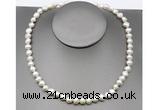 CFN23 8mm - 9mm baroque white freshwater pearl necklace, 16 - 54 inches