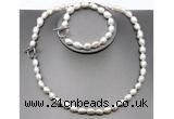 CFN27 8mm - 9mm baroque white freshwater pearl jewelry set, 16 - 54 inches