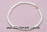 CFN593 Non-knotted 9mm - 10mm potato white freshwater pearl necklace