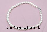 CFN594 Hand -knotted 9mm - 10mm potato white freshwater pearl necklace