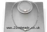 CFN604 4mm faceted round labradorite & potato white freshwater pearl jewelry set