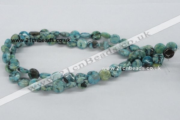 CFS107 15.5 inches 12mm flat round blue feldspar gemstone beads