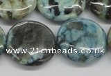 CFS108 15.5 inches 25mm flat round blue feldspar gemstone beads