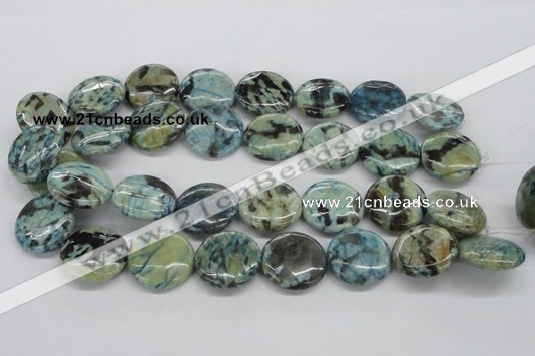 CFS108 15.5 inches 25mm flat round blue feldspar gemstone beads