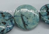 CFS109 15.5 inches 30mm flat round blue feldspar gemstone beads