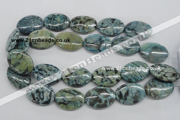 CFS114 15.5 inches 25*35mm oval blue feldspar gemstone beads