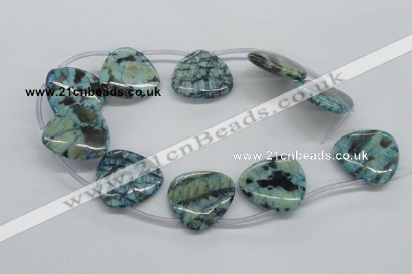 CFS119 30*30mm top-drilled triangle blue feldspar gemstone beads