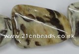 CFS207 30*40mm twisted rectangle natural feldspar gemstone beads