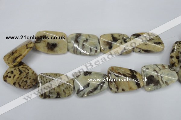 CFS207 30*40mm twisted rectangle natural feldspar gemstone beads