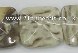 CFS208 30*30mm wavy square natural feldspar gemstone beads