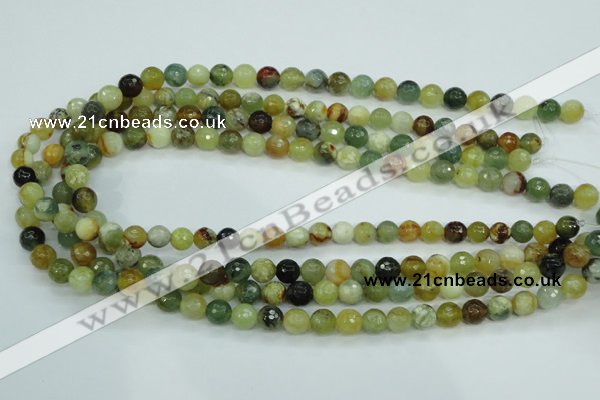 CFW03 15.5 inches 8mm faceted round flower jade beads wholesale