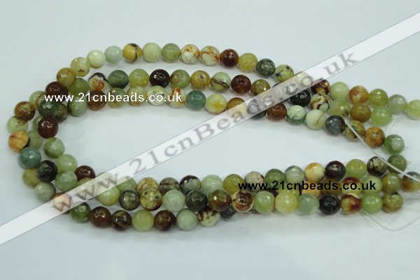 CFW04 15.5 inches 10mm faceted round flower jade beads wholesale