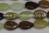 CFW120 15.5 inches 10*14mm flat teardrop flower jade gemstone beads