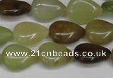 CFW121 15.5 inches 12*16mm flat teardrop flower jade gemstone beads