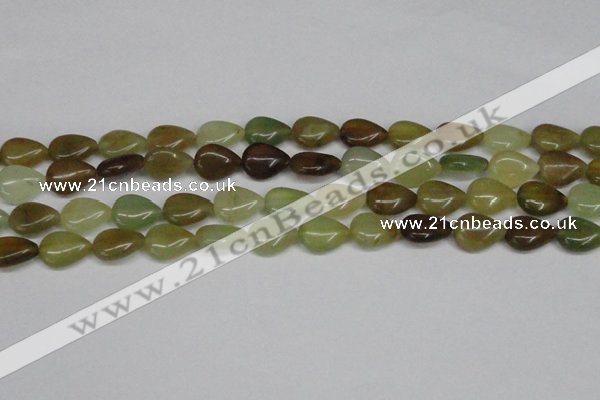 CFW121 15.5 inches 12*16mm flat teardrop flower jade gemstone beads