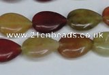 CFW122 15.5 inches 12*16mm flat teardrop flower jade gemstone beads