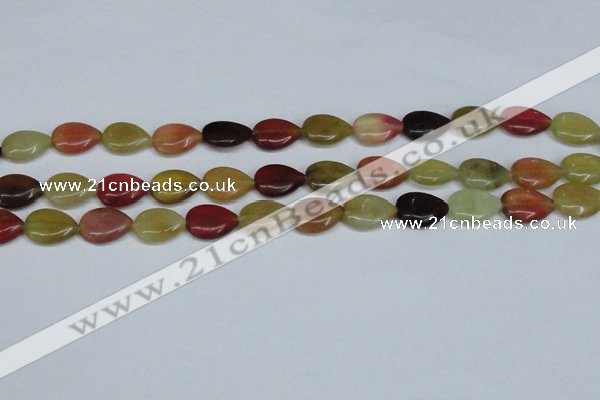 CFW122 15.5 inches 12*16mm flat teardrop flower jade gemstone beads