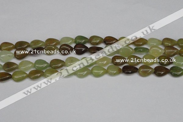 CFW123 15.5 inches 13*18mm flat teardrop flower jade gemstone beads
