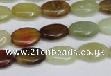 CFW125 15.5 inches 10*14mm flat oval flower jade gemstone beads