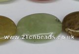 CFW131 15.5 inches 22*30mm flat oval flower jade gemstone beads