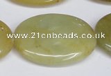 CFW132 15.5 inches 30*40mm flat oval flower jade gemstone beads