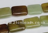 CFW148 15.5 inches 10*14mm rectangle flower jade gemstone beads