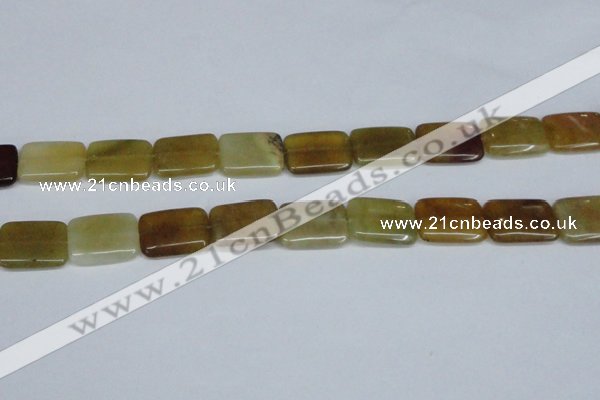 CFW151 15.5 inches 15*20mm rectangle flower jade gemstone beads