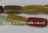 CFW154 15.5 inches 10*20mm rectangle flower jade gemstone beads