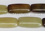 CFW155 15.5 inches 12*25mm rectangle flower jade gemstone beads