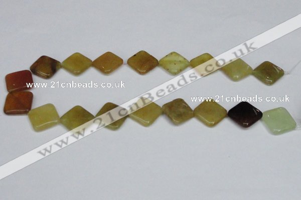 CFW158 15.5 inches 14*14mm diamond flower jade gemstone beads