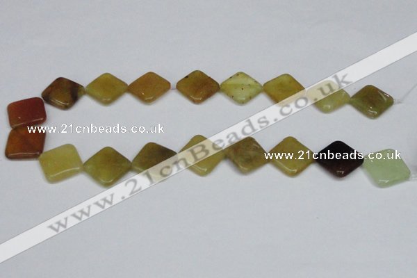 CFW159 15.5 inches 16*16mm diamond flower jade gemstone beads