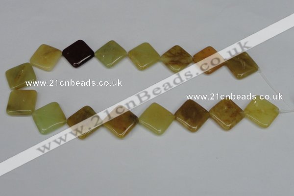 CFW161 15.5 inches 20*20mm diamond flower jade gemstone beads