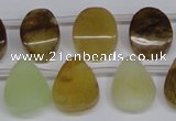 CFW171 Top drilled 13*18mm flat teardrop flower jade gemstone beads