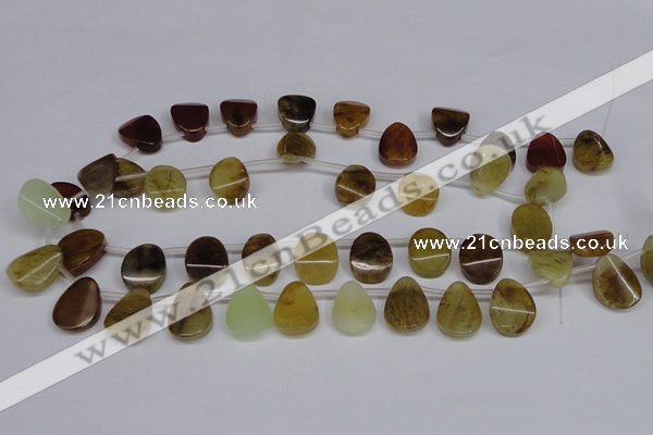 CFW171 Top drilled 13*18mm flat teardrop flower jade gemstone beads