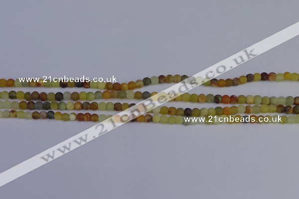 CFW200 15.5 inches 4mm round matte flower jade beads wholesale