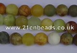 CFW201 15.5 inches 6mm round matte flower jade beads wholesale