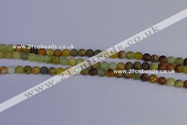 CFW201 15.5 inches 6mm round matte flower jade beads wholesale